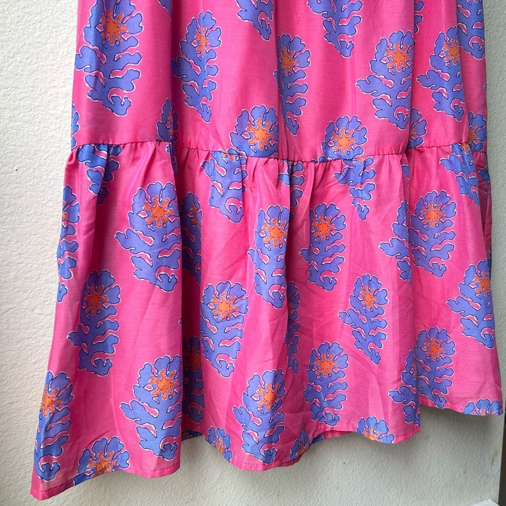NWT J.Marie Pink Blue The Piper Floral Ruffle Dress Sz S - Picture 7 of 16